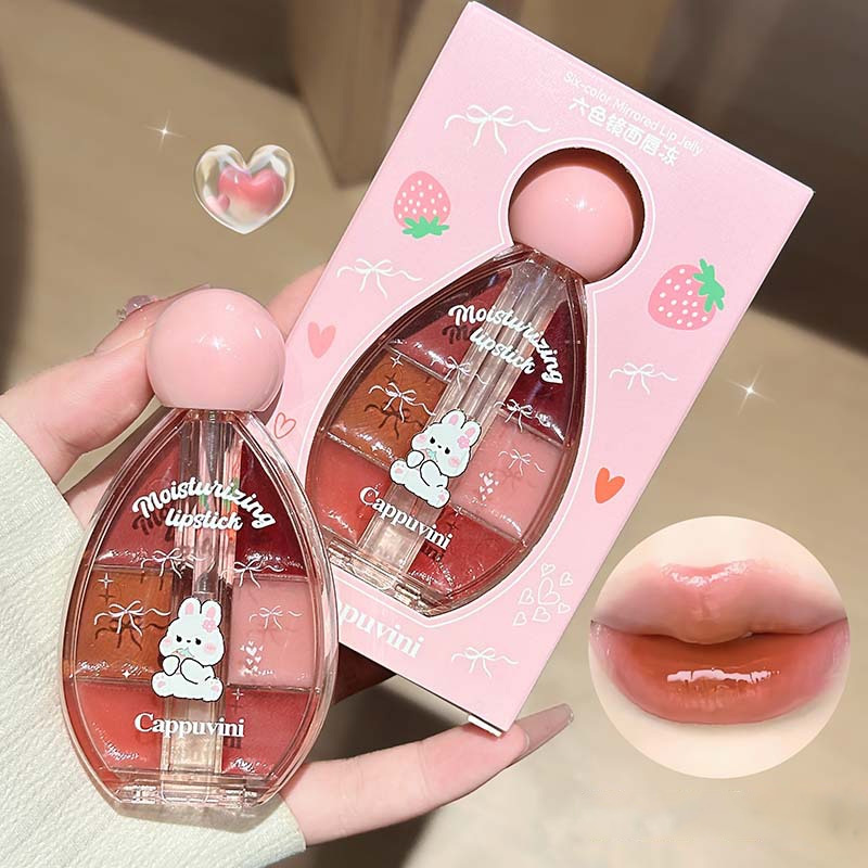 6 色ミラーリップグロスパレット保湿ゼリーリップグレーズ長持 - Lip Tint Korean のレビューと価格
