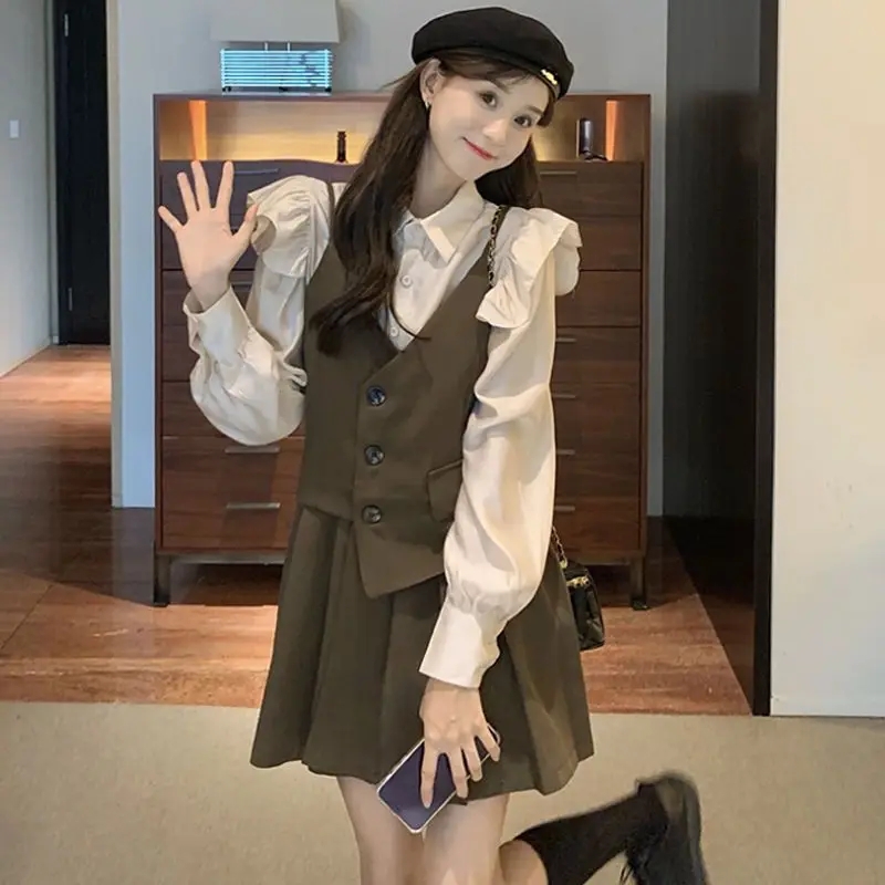 女性のためのルーズな韓国スタイルのブレザー,シャツとミニドレ - Korean Lifestyle のレビューと価格